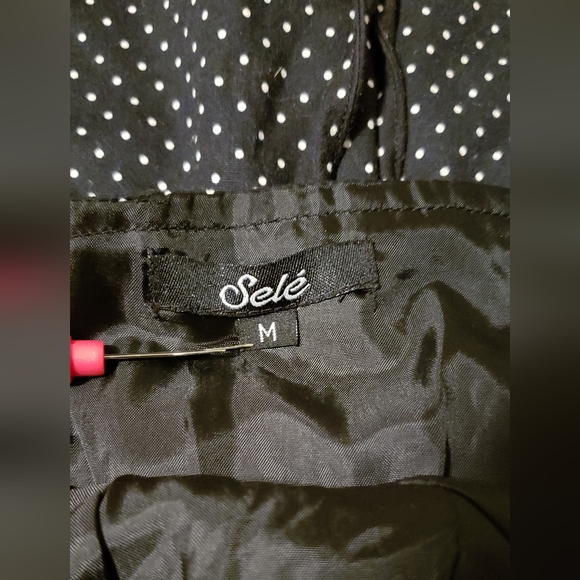 Selé black w/ white polka dot rockabilly pin up dress size Medium M - Picture 3 of 14